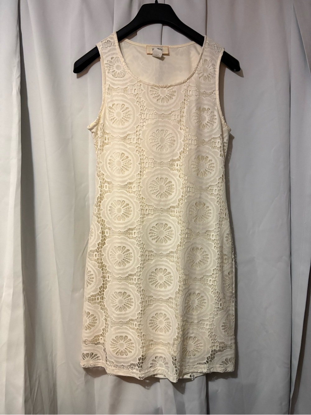 Sleeveless Cream Lace Shift Dress #2099